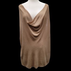 Eileen Fisher Drape Front Beige Ribbed Top